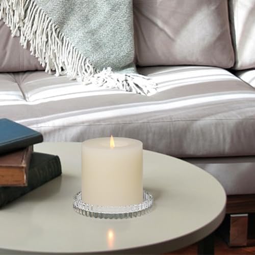 Glass Pillar Candle Holder, 4" Clear Candle Plates Set of 3, Glass Candle Holders for Wedding, Party, Holiday, Home Decor, Table Centerpiece - color: Clear, size: 3 pcs
