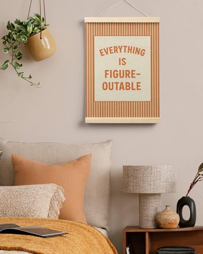 FGFK Everything Is Figureoutable Positive Affirmations Wall Art Poster Hanger Frame, Retro Orange Inspirational Canvas Prints Framed Wall Decor for Office Classroom Home Bedroom, 12x16 Inch - color: Retro Orange