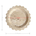 Travertine Marble Tray Round Scalloped Tray Small Serving Platter for Counter, Bathroom, Kitchen, Nightstand, Jewelry Ring Dish Holder (Beige Travertine) - color: Beige Travertine