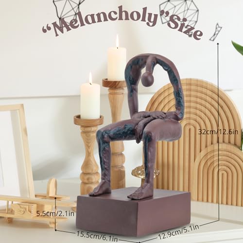 Melancholy Remembrance Sculpture – Rust Red Solid Bronze Statue, Handcrafted Lost-Wax Casting Memorial Figurine for Honoring Loved Ones, 6.1"x5.1"x12.6", Artisan Hot-Cast Bronze Art Decor - color: 12.6" Rust Red