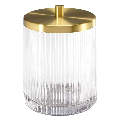 Nicole Miller - Covered Jar, Glass Countertop Accessories, Dorm Room Essentials (Louise Collection, Clear) - size: Jar