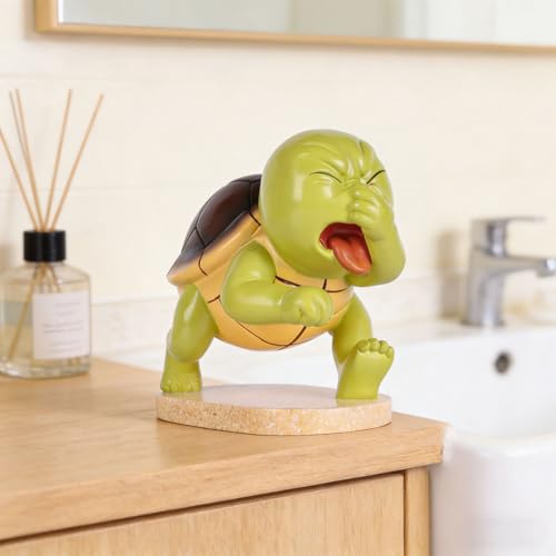 Funny Sea Turtle Holding Nose Bathroom Decor Statues, Coastal Beach Sea Turtle Bathroom Decor - Quirky Toilet Sculptures and Figurines, Nautical Ocean Centerpieces for Beach House, Seaside (Green) - color: Green
