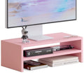 TEAMIX 2 Tiers Pink Monitor Stand Riser, Desktop Stand with Keyboard Storage Small TV Stand Laptop Wooden Desk Organizer Cute Shelf (Pink, 2 Tiers) - color: Pink