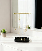 VROOMIUM Necklace Holder- Ceramic Base 1ft Height Jewelry Organizer Stand, Aesthetic Jewelry Hanger Display for Necklaces, Bracelets, Rings, Exhibidor de Collares-Mysterious Black - color: Sq. Lux Black