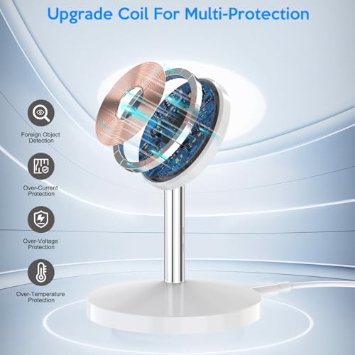 Magnetic Wireless Mag Safe Charger iPhone Stand,Magnet Wireless iPhone Charger Stand 6FT Fast Mag-Safe Charging Station Pad for Apple iPhone 16 Pro Max/16/16 Plus/15 Pro Max/14/13/12,AirPods Pro 2/3/4 - color: White, size: 1 Pack (6FT C-C)