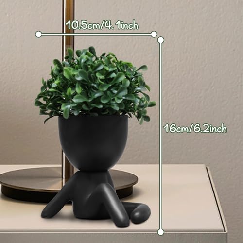 Zerzsy Cute Faux Succulent Desk Decor, Small Fake Plants Decor for Bedroom and Bathroom, Lovely Faux Succulent Desk Decoration for Office and Home - Set of 1 - color: Black-e