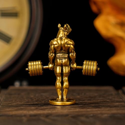 CHOVY 100% Solid Brass Bodybuilding Rhino Sculpture - Handcrafted Weightlifting Animal Statue, Vintage Gym & Fitness Decor, Masculine Office Desk Art, Unique Gift for Bodybuilders & Collectors - style: Fitness Rhino
