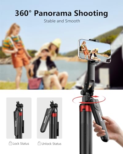 Aureday 72" Phone Tripod and Selfie Stick, Cell Phone Tripod Stand with Wireless Remote & Extendable Phone Mount for Travel/Selfie/Recording/Vlogging, Compatible with iPhone/Android/Camera - size: 72in
