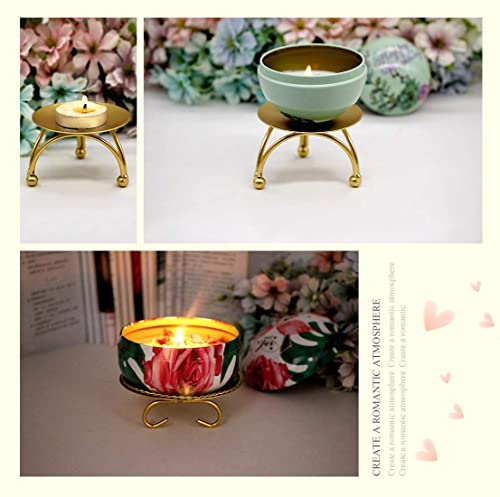 dedoot Candle Holder, Gold Candle Holders Set of 2 Decorative Handmade Iron Pillar Plate Candle Holder Centerpiece Fit LED & Wax Candles, Pedestal Candle Stand for Wedding, Spa, Dinner Tables