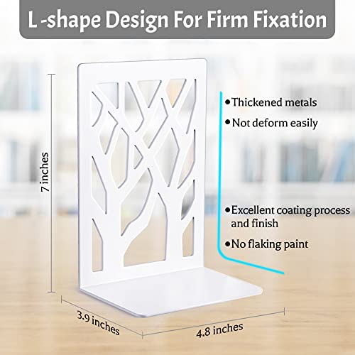 4 Pack BookEnds,Pen Holder Decorative Metal Heavy Duty Book End Supports for Bookrack Desk - color: White, size: 4 Pair