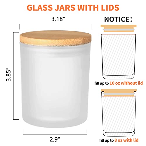 SUPMIND 12 Pack Glass Candle Jars-10oz Frosted Empty Candle Jars with Bamboo Lids and Sticky Labels, Bulk Candle Jars for Making Candles Containers - Dishwasher Safe - color: Frosted, size: 10oz