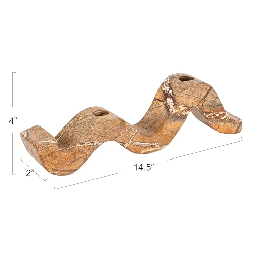 Bloomingville Marble Wave Double Taper Candle Holder, Brown Forest - color: Brown