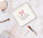 WODMIS Christian Coquette Bow Ceramic Jewelry Tray Dish, Preppy Aesthetic Ribbon Jewelry Plate Ring Trinket Dish, Trendy Bible Verse Gifts for Women Bestie Best Friends - color: Pink-4