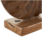 Deco 79 Teak Wood Abstract Handmade Decorative Sculpture Dimensional Circular Home Decor Statue with Center Cutout, Accent Figurine 16" x 5" x 17", Brown - size: 16" x 5" x 17"