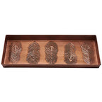 HF by LT Peacock Feather Pattern Metal Boot Tray, 30 x 13 inches, Antique Copper Finish - color: Peacock Feather Pattern, Antique Copper Finish