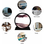 rysnwsu 3D Dynamic Sand Art Liquid Motion, Moving Sand Art Picture Round Glass 3D Deep Sea Sandscape in Motion Display Flowing Sand Painting Relaxing Desk Toys (Brown, 12'') - color: Brown, size: 12''