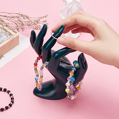 Hand Jewelry Display Holder, Dark Green OK Shaped Hand Ring Jewelry Organizer for Earring, Ring, Watch, Bracelet Storage, 3.93 x 2.75 x 6.69 Inches - color: Dark Green