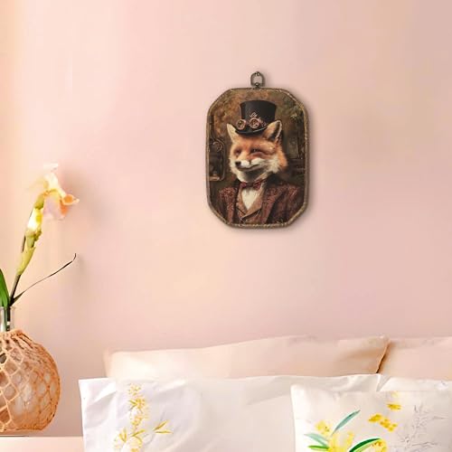Hxlac Vintage Fox Rectangular Wall Art Framed, Dark Moody Fox Rectangular Wall Decor, Rustic Farm Animal Hanging Canvas Prints Wall Sculptures for Farmhouse Home Living Room Bedroom Decor, 7.1x10.2 Inch - color: rectangular frog