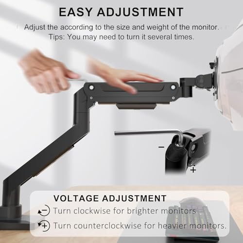 WALI Ultrawide Single Monitor Arm for 13-49 Inch Heavy Duty Curved Screens, up to 44 Lbs, Adjustable Single Monitor Desk Mount with C-Clamp, Grommet Base, 75/100mm VESA (GSM001XL), Black - size: 13"-49", style: Single Arm