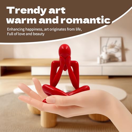 4PCS Thinker Style Abstract red Statue, Modern Simple ABS Abstract Sculpture Decor, for Home Living Room, Restaurant, Office, Bookshelf Decoration, Gifts - color: Red