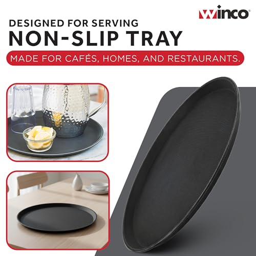 Winco TFG-14K Round Fiberglass Tray with Non-Slip Surface, 14-Inch, Black - color: Black, size: 14"
