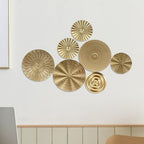NUOBESTY 1 Set Metal Circle Wall Art Ornament Modern Golden Hanging Sculpture for Living Room Bedroom Bathroom Decoration