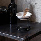Qianly Ceramic Essential Oil Burner with Metal Frame, Ideal for Bedroom, Living Room Or Office, Black - color: Black&white(c)