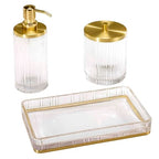 Nicole Miller - Bathroom Set, 3pc Glass Countertop Accessories, Dorm Room Essentials (Louise Collection, Clear) - size: 3pc Bath Set