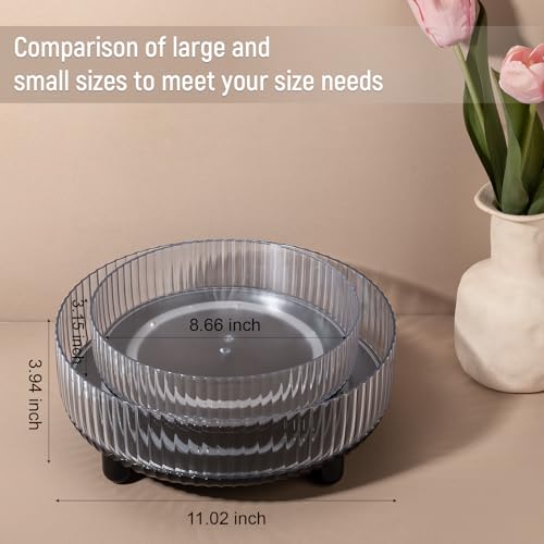 Anyoifax 360 Rotating Makeup Organizer Perfume Tray Skincare Holder Spinning Cosmetic Storage Bathroom Countertop Organizer Lazy Susan Turntable for Dresser, Vanity, Kitchen, Small Black - color: Black, size: 9"