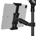 Ipad Holder for Mic Stand, Tablet Phone Holder Micophone Music Stand Mount Adjustable Rotatabe with Super Handle Clamp for iPad Pro 12.9 Air Mini, Android, 4 to 13.5inch iPhones and Tablets