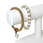 MOOCA 2 Pcs T-Bar Deluxe Wooden Bracelet Holder Display, Watch Hoder, Bracelet Display Stand, Jewelry Stand Organizer, White Leatherette - color: White Faux Leather, 2 pieces