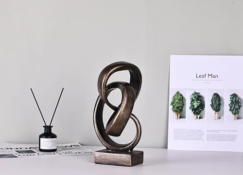 Modern Abstract Knot Sculpture, Artistic Mobius Inspired Resin Decor, Elegant Home and Office Decor, Perfect for Shelves, Desktops, and Mantles, Ideal Gift for Birthdays, Housewarmings (Bronze) - color: Bronze