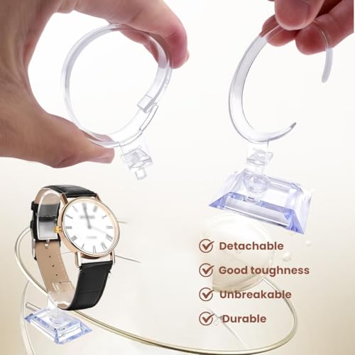 2 PCS Clear Watch Display Stand Wrist Jewelry Bracelet Display Stands Rack Shop Showcase Holder Stretchie Bangle Bracelet Display Stand