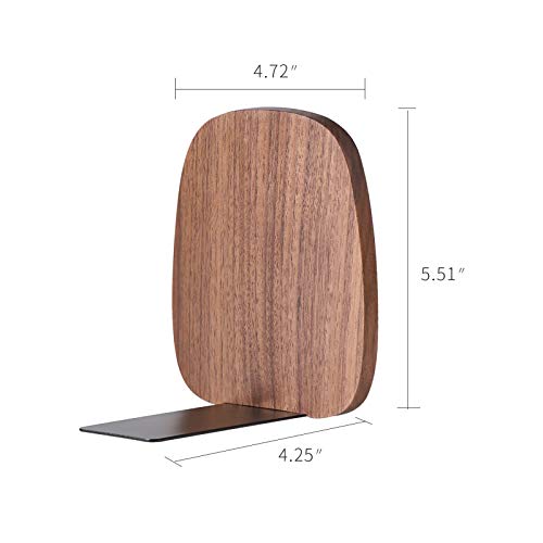Muso Wood Book Ends for Shelves, Non-Skid Bookends for Heavy Books, Wooden Book Stopper for Home Office and Library (Walnut 1 Pair) - color: Walnut-1 Pair
