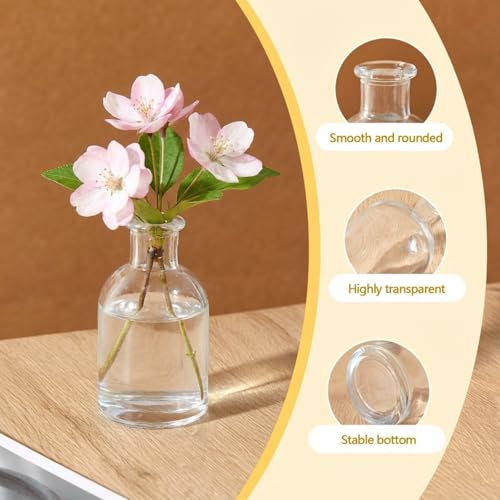 Glass Bud Vases Set of 6, Small Clear Flower Vases for Wedding Centerpiece Vintage Mini Glass Flower Bottles for Floral Arrangement Party Home Office Dining Table Decor - color: Clear