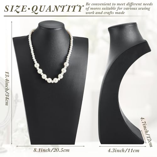 Kigley 6 Pcs Black PU Leather Jewelry Bust Display Necklace Holder Stand Necklace Mannequin Holder for Jewelry Display Trade Show(13.39 x 3.94 x 8.07 Inches) - size: 13.39 x 3.94 x 8.07 Inches