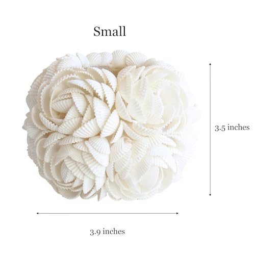 Handmade Seashell Rose Candle Holder, Natural White Shell Tealight & Votive Holder, Coastal Beach House Decor, 2 Sizes (Small (3.5 in Diameter)) - size: Small (3.5 in diameter)