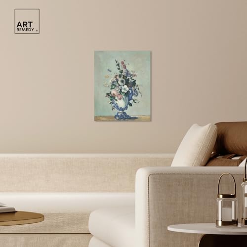 Art Remedy Paul Cezanne-Flowers In A Rococo Vase Vintage Classic Canvas Wall Art, Gallery Wrapped, 16"x20" - color: Gallery Wrapped, size: 20"L x 16"W