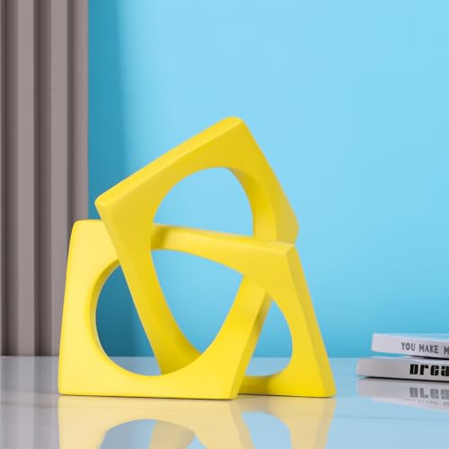Jax Geometric Yellow Knot Statue Decor, Home Bookcase Centerpiece and Tabletop Sculpture, For Home Decor Accent Cube Ornaments - color: Yellow