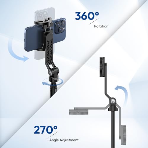 ULANZI TT88 Magnetic Tripod for iPhone 17, 57" Extendable Selfie Stick w Remote, 2-in-1 Phone Clip & Dual Cold Shoe Mounts-Lightweight Phone Tripod Stand for Vlogging, Travel, Video Recording, Black - color: Black