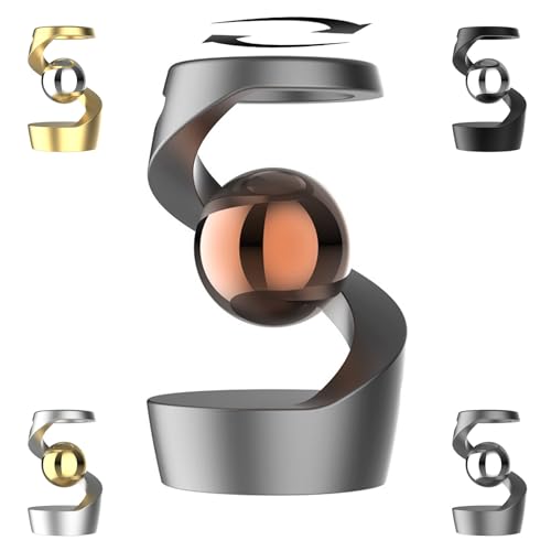Gravity Defying Kinetic Desk Toy, Desk Spinning Toys for, Kinetic Desk Toys, Stress Relieving Optical Illusion Toys, Perfect for Party Gifts, Car Ornaments, Office DéCor. (Gray + Rose Beads) - color: Gray + Rose Beads