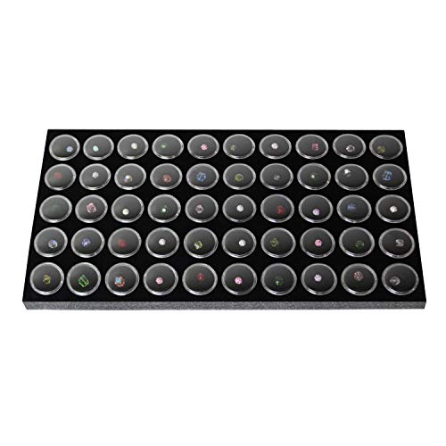 Ikee Design Jewelry Storage Tray Insert, 50 Gemstone Display Jars, Black Foam Liner, Home Organization, 14 1/4 x 7 3/4 x 3/4 in - color: Black Foam (50 Jars Only)