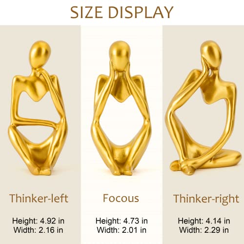 Thinker Statues and Sculptures,Sandstone Resin Thinker Statue Ornaments, Abstract Style Sculptures, Housewarming Gifts, Home Decorations, Living Room Desk Decor (Gold) - color: Gold