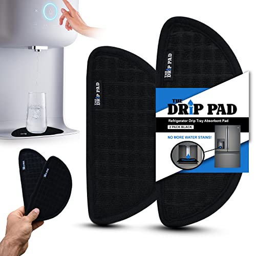 Refrigerator Drip Catcher for Water Tray, Protects Ice and Water Dispenser Pan From Spills, Mineral Build-Up and Water Splatter (2 pack, Black) (Semi-Circular) - style: Black Semi-Circular