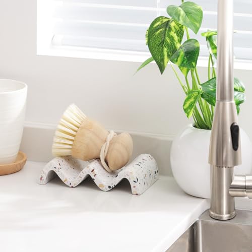 Luxspire Soap Dish, Marble Soap Dish, Self-draining Tray, Soap Holder Saver for Shower, Bathroom, Sink, Kitchen and Countertop, Terrazzo, 2 Pack - color: Terrazzo, size: 2 PCS