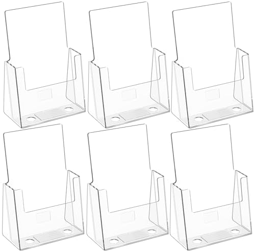 MaxGear Acrylic Brochure Holder 6 x 9 Inches, Clear Plastic Countertop Literature Holders, Bi-fold Flyer Display Stand for Pamphlets, Booklets, Magazines, Menus, Multi Purpose Organizer, 6 Pack - size: 6''x8'', style: 6 Pack