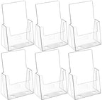 MaxGear Acrylic Brochure Holder 6 x 9 Inches, Clear Plastic Countertop Literature Holders, Bi-fold Flyer Display Stand for Pamphlets, Booklets, Magazines, Menus, Multi Purpose Organizer, 6 Pack - size: 6''x8'', style: 6 Pack