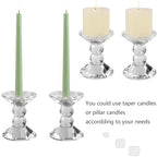 2-Pack Crystal Candle Holders, Clear Crystal Taper or Pillar Candlesticks, Table Centerpiece Home Decor for Wedding, Dining, Party(4.9in Tall)