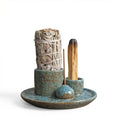 Palo Santo Sticks Holder, Multi-Purpose Handmade Ceramic Incense Burner for Palo Santo Incense Sticks, Sage Holder for Burning, Ash Catcher Tray for Meditation Yoga Room-Light Blue - color: Light Blue