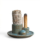 Palo Santo Sticks Holder, Multi-Purpose Handmade Ceramic Incense Burner for Palo Santo Incense Sticks, Sage Holder for Burning, Ash Catcher Tray for Meditation Yoga Room-Light Blue - color: Light Blue